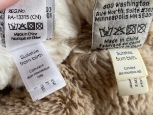 How to wash a Jellycat. Jellycat soft toy label detailing care instructions